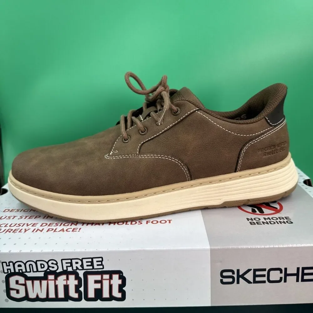 Skechers Hands Free Swift Fit Men’s 9 Brown Waterproof Casual Lace Sneakers